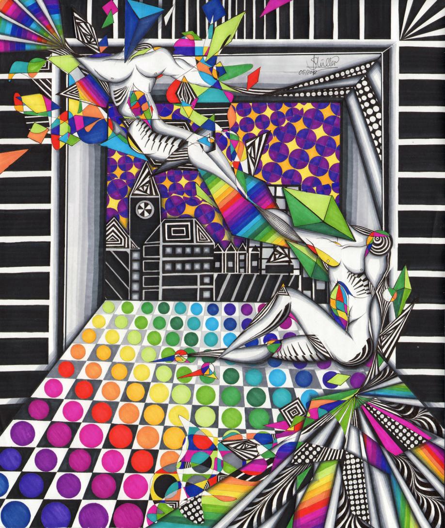 Man on Rainbow-Boulevard-Gate to urban Area