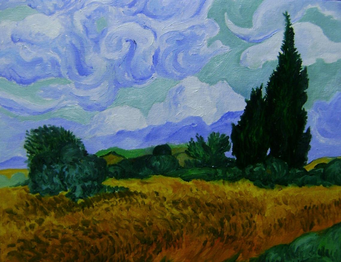 Wheat Field with Cypresses