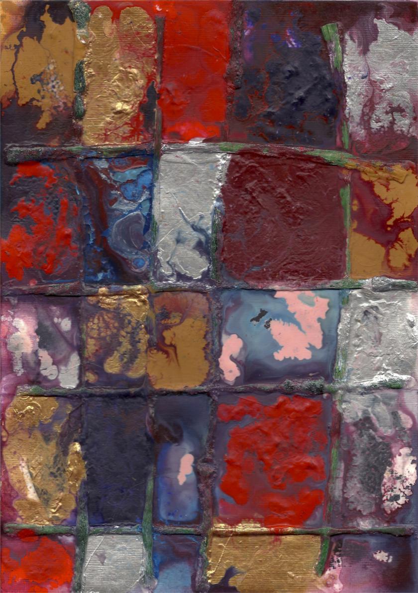 abstract rain: a checkered window