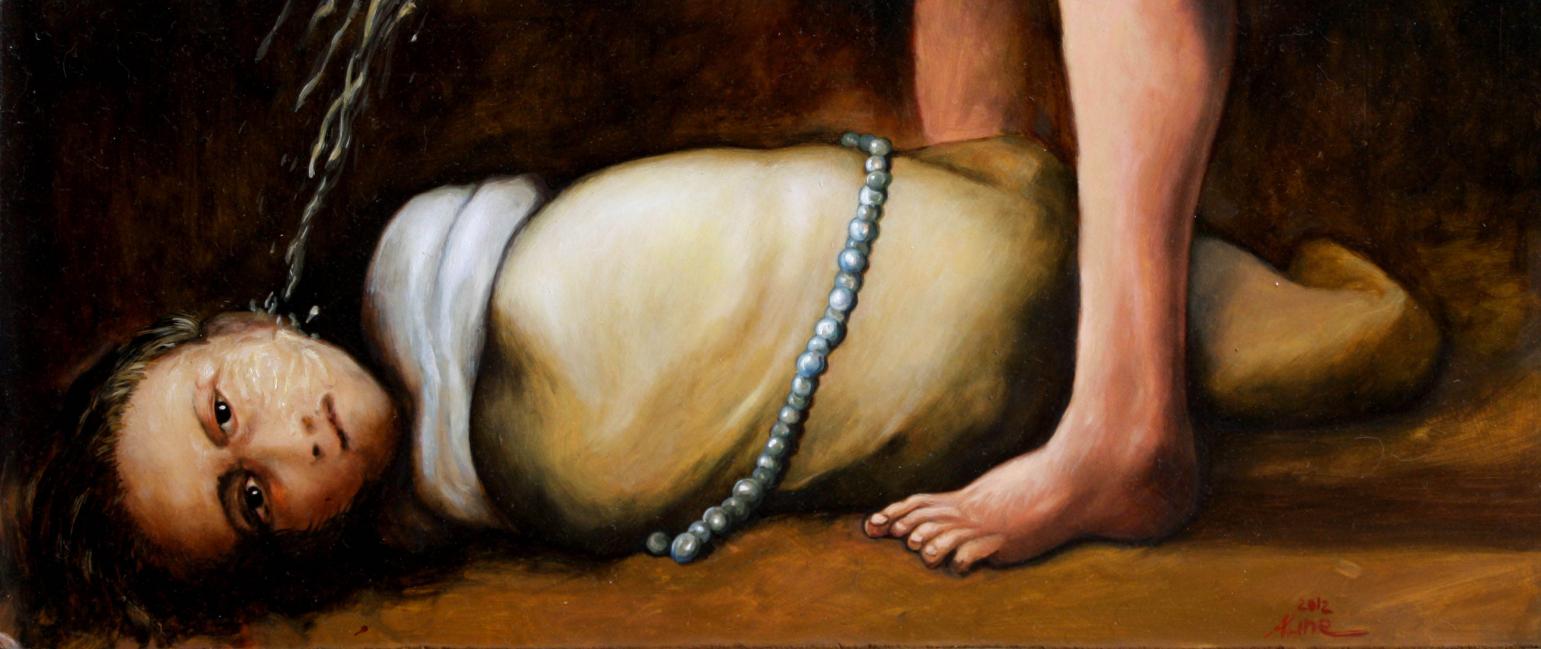 Kid with pearl necklace