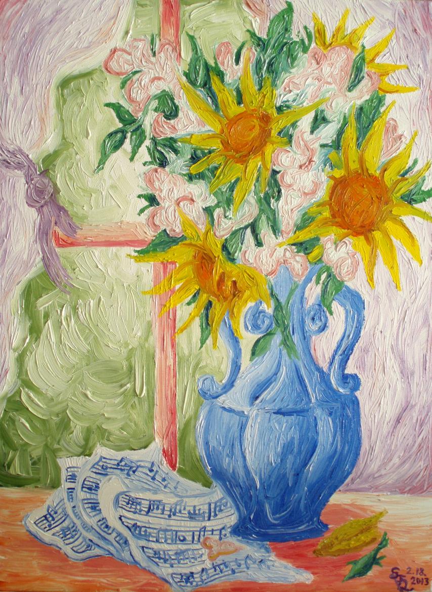 Still Life of Music and Flowers