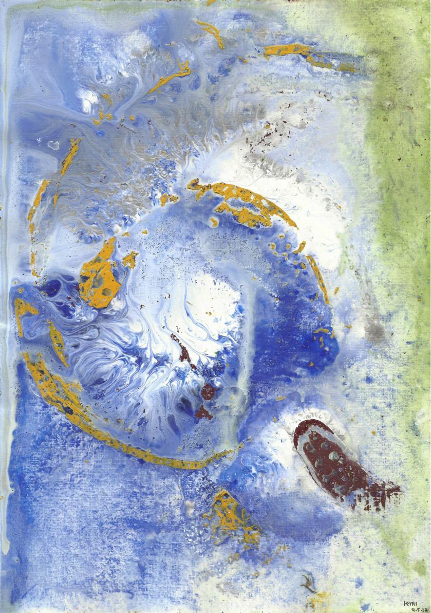 abstract rain: yellow spiral