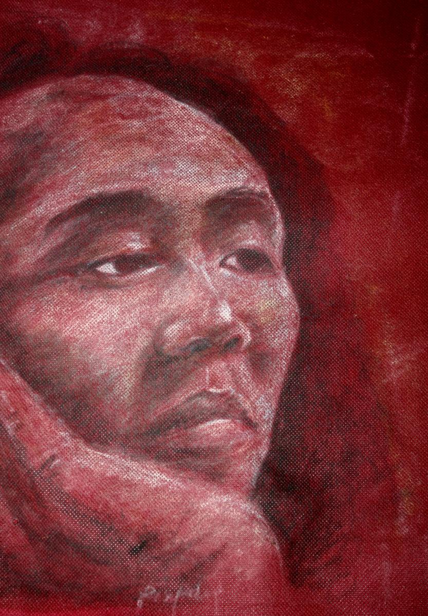 self portrait in red