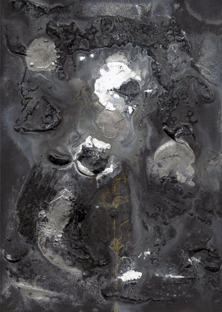 abstract rain: behind lies a hunged human